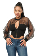 Front Hook and Eyelet Front Keyhole Button Top