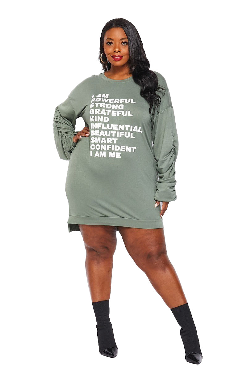Curvy  I AM.... Long Graphic Tunic Dress